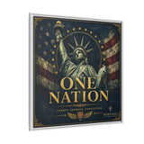 One Nation Matte Canvas Print — Patriotic Statue of Liberty Framed Wall Art Canvas Printify 