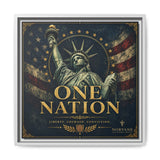 One Nation Matte Canvas Print — Patriotic Statue of Liberty Framed Wall Art Canvas Printify 16″ x 16″ 1.25" White