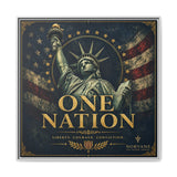 One Nation Matte Canvas Print — Patriotic Statue of Liberty Framed Wall Art Canvas Printify 36″ x 36″ 1.25" White