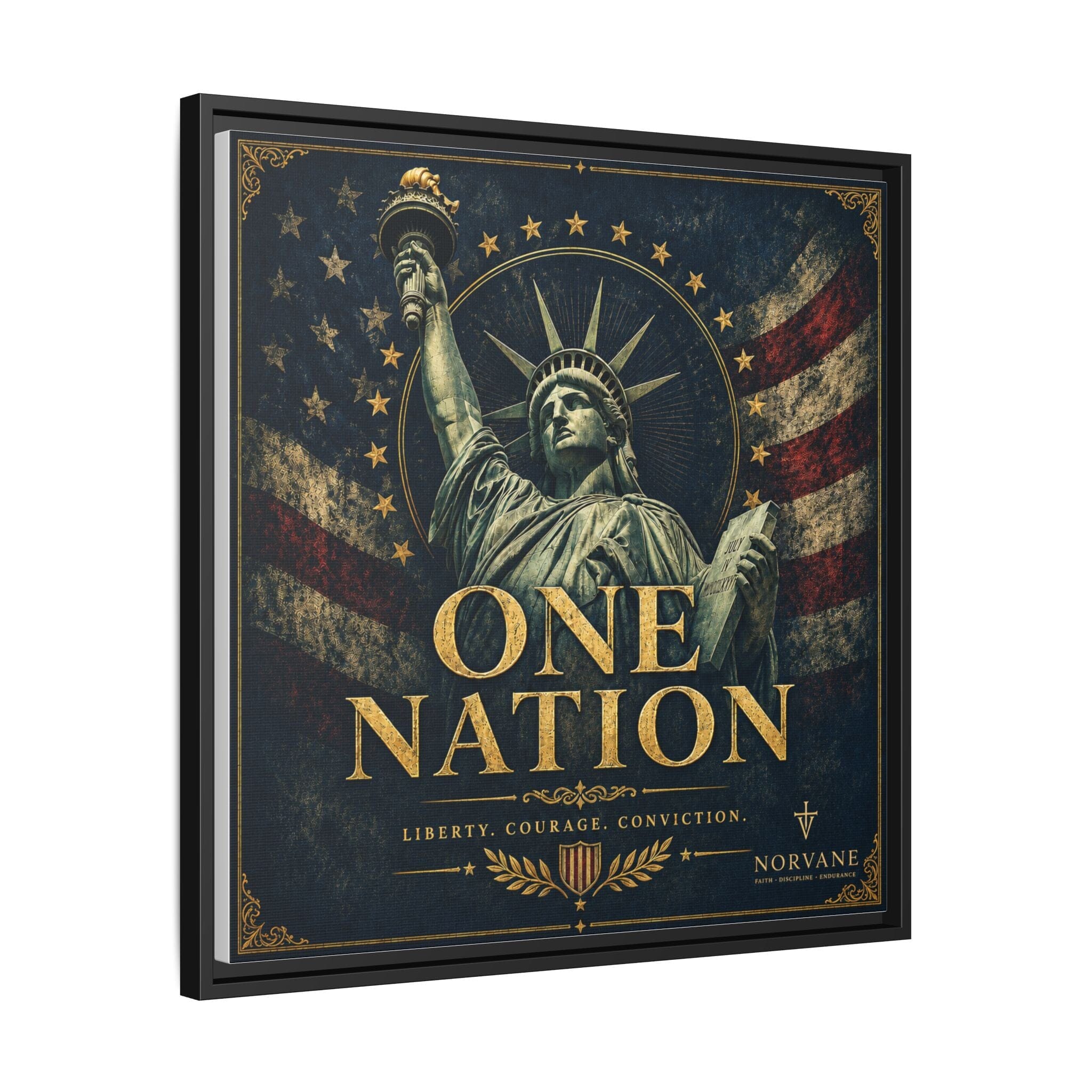 One Nation Matte Canvas Print — Patriotic Statue of Liberty Framed Wall Art Canvas Printify 