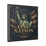 One Nation Matte Canvas Print — Patriotic Statue of Liberty Framed Wall Art Canvas Printify 