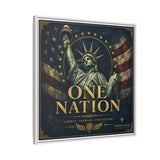 One Nation Matte Canvas Print — Patriotic Statue of Liberty Framed Wall Art Canvas Printify 
