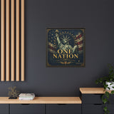 One Nation Matte Canvas Print — Patriotic Statue of Liberty Framed Wall Art Canvas Printify 