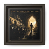 Plato's Cave Framed Canvas – Classical Philosophy Wall Art in Espresso