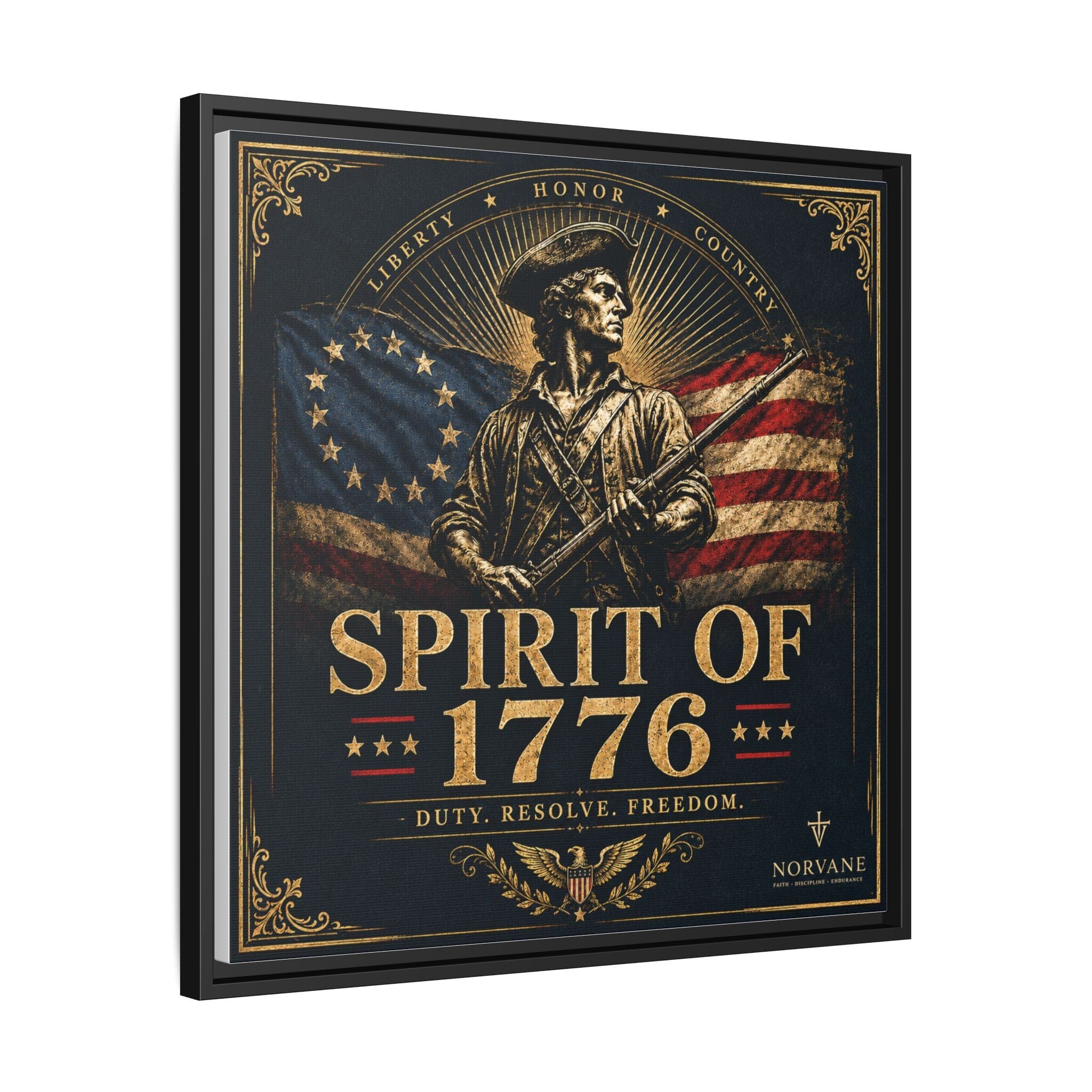 Spirit of 1776 Matte Canvas Framed Wall Art — Patriotic Revolutionary War Decor Canvas Printify 