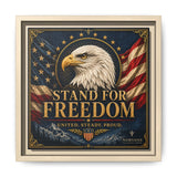 Stand for Freedom Framed Canvas Wall Art — Patriotic Eagle American Flag Decor Canvas Printify 10″ x 10″ 1.25" Natural