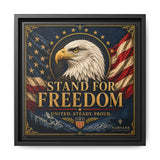 Stand for Freedom Framed Canvas Wall Art — Patriotic Eagle American Flag Decor Canvas Printify 12″ x 12″ 1.25" Black