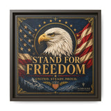 Stand for Freedom Framed Canvas Wall Art — Patriotic Eagle American Flag Decor Canvas Printify 12″ x 12″ 1.25" Espresso