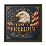 Stand for Freedom Framed Canvas Wall Art — Patriotic Eagle American Flag Decor Canvas Printify 14" x 14" 1.25" Espresso