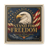 Stand for Freedom Framed Canvas Wall Art — Patriotic Eagle American Flag Decor Canvas Printify 14" x 14" 1.25" Natural