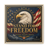 Stand for Freedom Framed Canvas Wall Art — Patriotic Eagle American Flag Decor Canvas Printify 20″ x 20″ 1.25" Natural