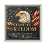 Stand for Freedom Framed Canvas Wall Art — Patriotic Eagle American Flag Decor Canvas Printify 20″ x 20″ 1.25" White