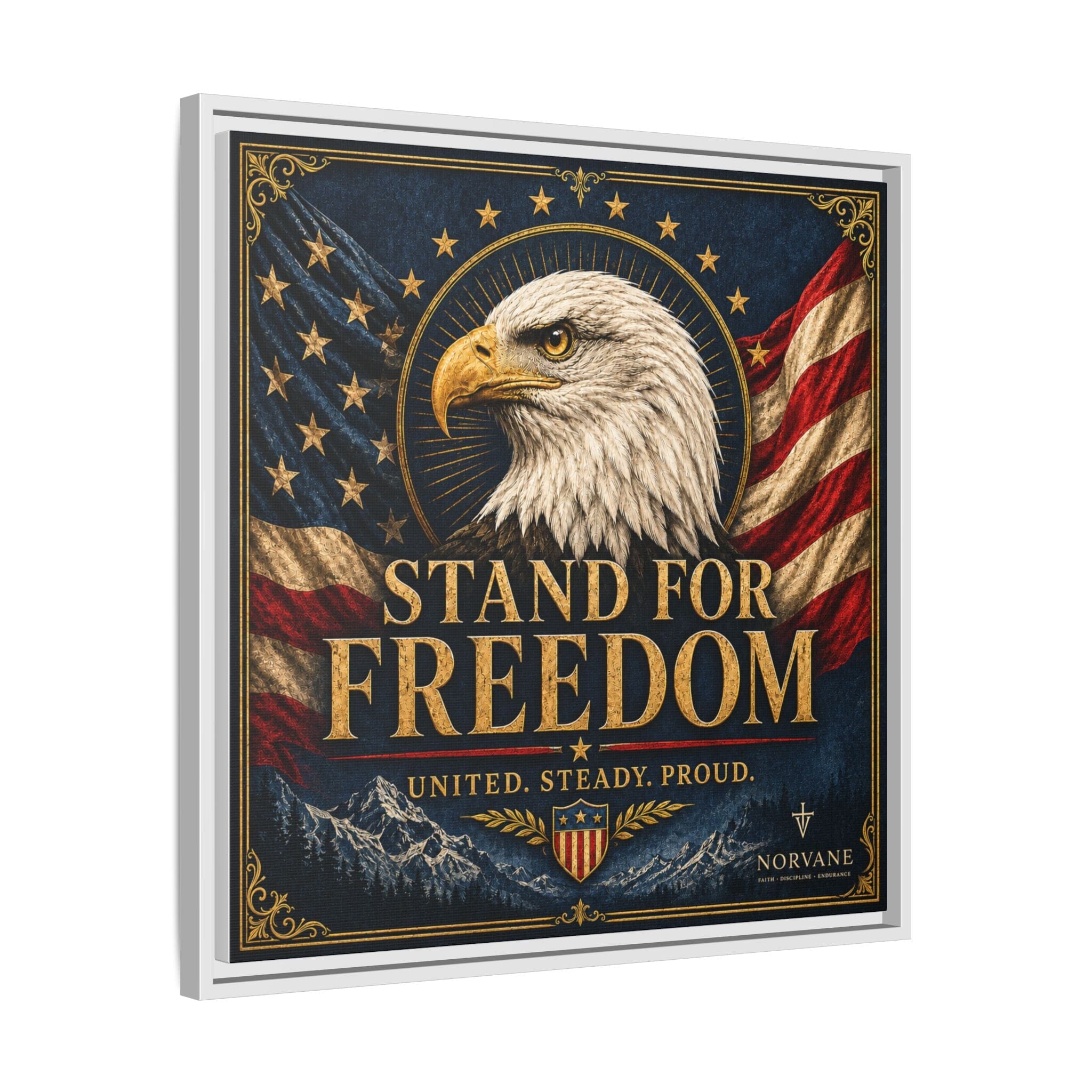 Stand for Freedom Framed Canvas Wall Art — Patriotic Eagle American Flag Decor Canvas Printify 