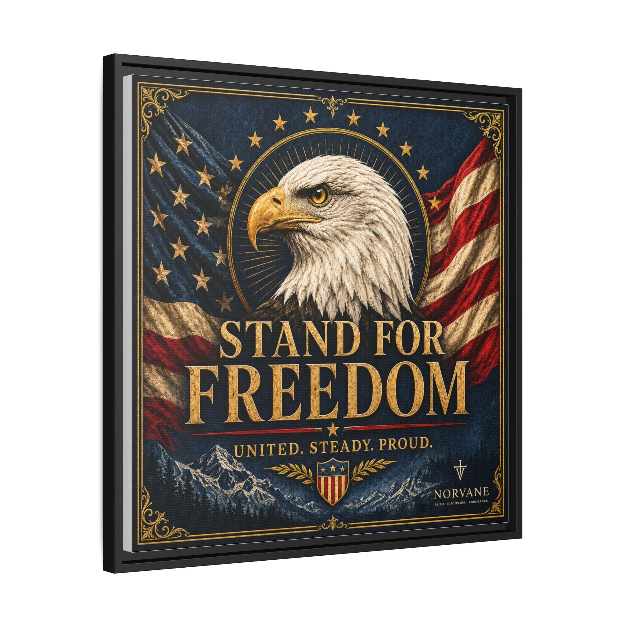 Stand for Freedom Framed Canvas Wall Art — Patriotic Eagle American Flag Decor Canvas Printify 