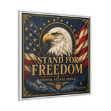 Stand for Freedom Framed Canvas Wall Art — Patriotic Eagle American Flag Decor Canvas Printify 