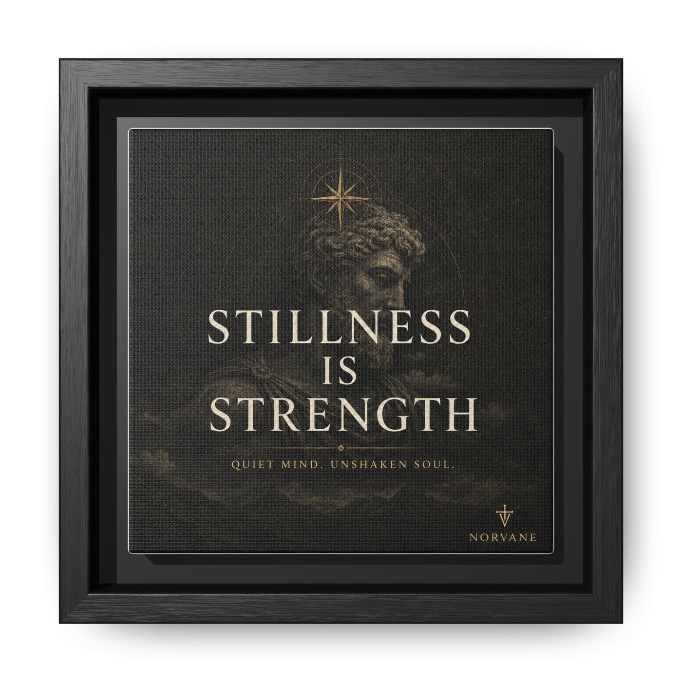 Stillness Is Strength Framed Canvas – Calming Wall Art in Black