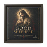 The Good Shepherd Framed Canvas Print — Religious Wall Art ("He leads, He restores") Canvas Printify 10″ x 10″ 1.25" Espresso
