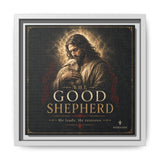 The Good Shepherd Framed Canvas Print — Religious Wall Art ("He leads, He restores") Canvas Printify 10″ x 10″ 1.25" White
