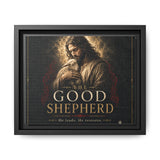 The Good Shepherd Framed Canvas Print — Religious Wall Art ("He leads, He restores") Canvas Printify 10″ x 8″ (Horizontal) 1.25" Black