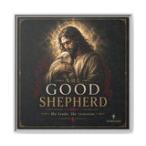 The Good Shepherd Framed Canvas Print — Religious Wall Art ("He leads, He restores") Canvas Printify 30″ x 30″ 1.25" White