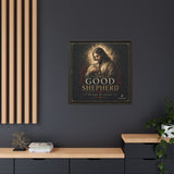 The Good Shepherd Framed Canvas Print — Religious Wall Art ("He leads, He restores") Canvas Printify 