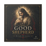 The Good Shepherd Framed Canvas Print — Religious Wall Art ("He leads, He restores") Canvas Printify 36″ x 36″ 1.25" Espresso