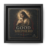 The Good Shepherd Framed Canvas Print — Religious Wall Art ("He leads, He restores") Canvas Printify 6" x 6" 1.25" Black