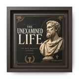 The Unexamined Life Framed Canvas – Socrates Wall Art in Espresso