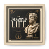 The Unexamined Life Framed Canvas – Socrates Wall Art in Natural
