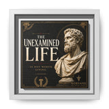 The Unexamined Life Framed Canvas – Socrates Wall Art in White